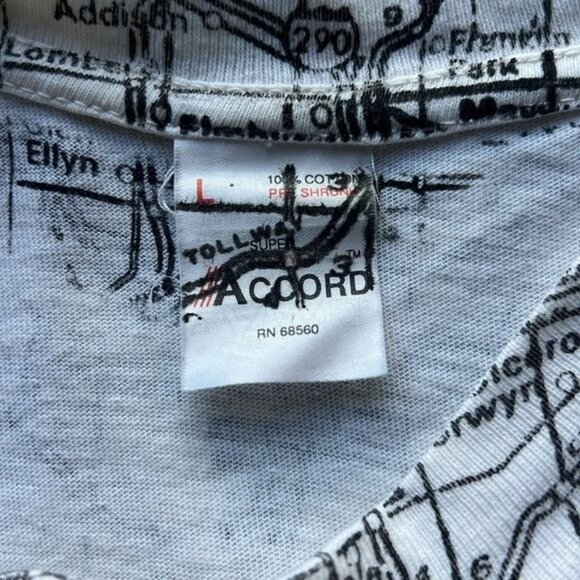 Mens Graphic T-Shirt Map Print Chicago White/Black 100% Cotton Size L - Picture 4 of 13